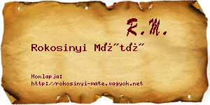 Rokosinyi Máté névjegykártya